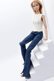 C061 Handmade Flare Jeans With Spilt Denim Doll Clothes Doll Pants Bottom For 12" Fashion Dolls Like FR NF Poppy Parker