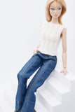 C061 Handmade Flare Jeans With Spilt Denim Doll Clothes Doll Pants Bottom For 12" Fashion Dolls Like FR NF Poppy Parker