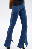 C061 Handmade Flare Jeans With Spilt Denim Doll Clothes Doll Pants Bottom For 12" Fashion Dolls Like FR NF Poppy Parker