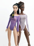 C063 Handmade Long Sleeve Mesh Fabric Doll Slim Fit Bodysuits For 12" Dolls Like Fashion Royalty Nu face Poppy Parker