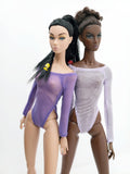 C063 Handmade Long Sleeve Mesh Fabric Doll Slim Fit Bodysuits For 12" Dolls Like Fashion Royalty Nu face Poppy Parker