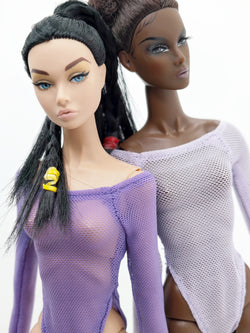 C063 Handmade Long Sleeve Mesh Fabric Doll Slim Fit Bodysuits For 12" Dolls Like Fashion Royalty Nu face Poppy Parker