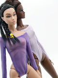 C063 Handmade Long Sleeve Mesh Fabric Doll Slim Fit Bodysuits For 12" Dolls Like Fashion Royalty Nu face Poppy Parker