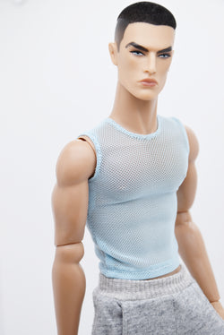 C066A Handmade Male Doll Round Neck Tank Top For 12" Fashion Male Doll Figure Like FR Homme Fashion Royalty Nu Face
