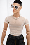 C066B Handmade Male Doll Round Neck Short Sleeve T-shirt For 12" Fashion Male Doll Figure Like FR Homme Fashion Royalty Nu Face