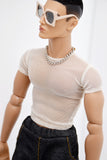 C066B Handmade Male Doll Round Neck Short Sleeve T-shirt For 12" Fashion Male Doll Figure Like FR Homme Fashion Royalty Nu Face