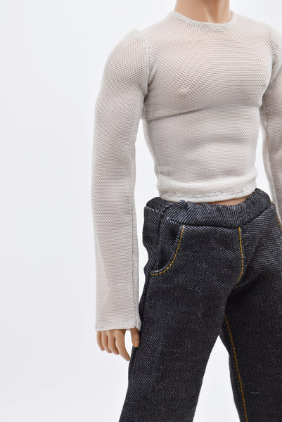 C066C Handmade Long Sleeve Male Doll Round Neck  T-shirt For 12" Fashion Male Doll Figure Like FR Homme Fashion Royalty Nu Face