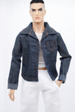 C067  Handmade Denim Overshirt Male Doll Top For 12" Fashion Male Doll Figure FR Homme Fashion Royalty Nu Face