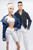C067  Handmade Denim Overshirt Male Doll Top For 12" Fashion Male Doll Figure FR Homme Fashion Royalty Nu Face