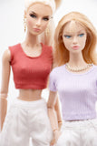 C069 Thin Multi Color Rib Knit Handmade Doll Tank Top/T-shirt For 12" Fashion Dolls Like Poppy Parker Fashion Royalty NF Doll