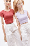C069 Thin Multi Color Rib Knit Handmade Doll Tank Top/T-shirt For 12" Fashion Dolls Like Poppy Parker Fashion Royalty NF Doll