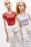 C069 Thin Multi Color Rib Knit Handmade Doll Tank Top/T-shirt For 12" Fashion Dolls Like Poppy Parker Fashion Royalty NF Doll