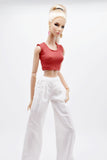 C069 Thin Multi Color Rib Knit Handmade Doll Tank Top/T-shirt For 12" Fashion Dolls Like Poppy Parker Fashion Royalty NF Doll