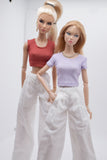 C069 Thin Multi Color Rib Knit Handmade Doll Tank Top/T-shirt For 12" Fashion Dolls Like Poppy Parker Fashion Royalty NF Doll