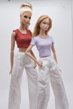 C069 Thin Multi Color Rib Knit Handmade Doll Tank Top/T-shirt For 12" Fashion Dolls Like Poppy Parker Fashion Royalty NF Doll