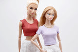 C069 Thin Multi Color Rib Knit Handmade Doll Tank Top/T-shirt For 12" Fashion Dolls Like Poppy Parker Fashion Royalty NF Doll