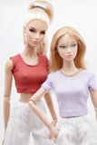 C069 Thin Multi Color Rib Knit Handmade Doll Tank Top/T-shirt For 12" Fashion Dolls Like Poppy Parker Fashion Royalty NF Doll