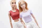 C069 Thin Multi Color Rib Knit Handmade Doll Tank Top/T-shirt For 12" Fashion Dolls Like Poppy Parker Fashion Royalty NF Doll