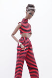C075 Handmade Stripe Turtle Neck Tank and Pants Set For 12" Dolls Like Fashion Royalty Nu face Poppy Parker
