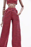 C075 Handmade Stripe Turtle Neck Tank and Pants Set For 12" Dolls Like Fashion Royalty Nu face Poppy Parker