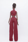 C075 Handmade Stripe Turtle Neck Tank and Pants Set For 12" Dolls Like Fashion Royalty Nu face Poppy Parker