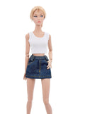 C079 Denim Skirt for 12" Dolls, Handmade Doll Clothes, Fits Dolls Like FR, Nu Face, Poppy Parker Fashion Doll