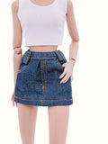 C079 Denim Skirt for 12" Dolls, Handmade Doll Clothes, Fits Dolls Like FR, Nu Face, Poppy Parker Fashion Doll