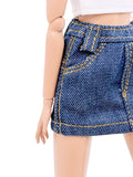 C079 Denim Skirt for 12" Dolls, Handmade Doll Clothes, Fits Dolls Like FR, Nu Face, Poppy Parker Fashion Doll