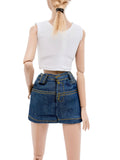 C079 Denim Skirt for 12" Dolls, Handmade Doll Clothes, Fits Dolls Like FR, Nu Face, Poppy Parker Fashion Doll