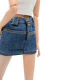 C079 Denim Skirt for 12" Dolls, Handmade Doll Clothes, Fits Dolls Like FR, Nu Face, Poppy Parker Fashion Doll