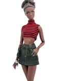 C079 Denim Skirt for 12" Dolls, Handmade Doll Clothes, Fits Dolls Like FR, Nu Face, Poppy Parker Fashion Doll