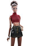 C079 Denim Skirt for 12" Dolls, Handmade Doll Clothes, Fits Dolls Like FR, Nu Face, Poppy Parker Fashion Doll
