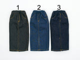 C083 Handmade Denim Midi Skirt, Front Slit for 12" Dolls, Fits Dolls Like Fashion Royalty, Nu Face, Poppy Parker