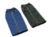 C083 Handmade Denim Midi Skirt, Front Slit for 12" Dolls, Fits Dolls Like Fashion Royalty, Nu Face, Poppy Parker