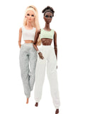 C084 Handmade Sweatpants, Sporty Doll Clothes for 12 inch Dolls, Fits Dolls Like FR, Nu Face, Poppy Parker