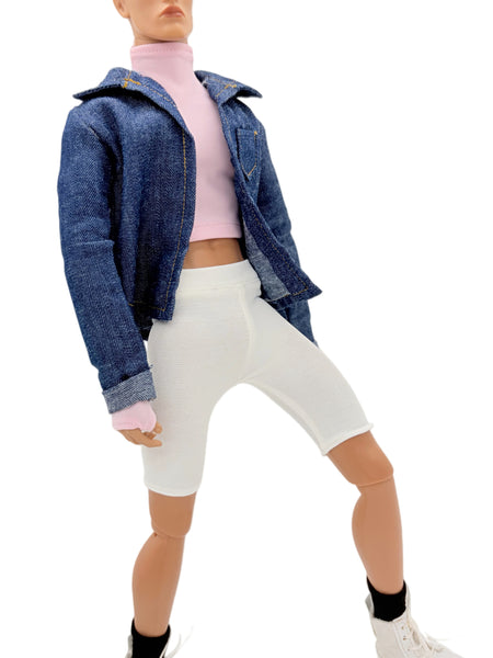 C085  Handmade Form-Fitting Bike Shorts for 12" Male Dolls | Above-Knee Gym Wear | Fits Dolls Like FR & Nu Face Homme