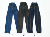 C086 Handmade Oversized Denim Jeans with Curved Hem For 12" Dolls Like FR & Nu Face