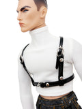 C087 Handmade Faux Leather Chest Harness for 12" FR Homme Male Dolls | Black Adjustable Strap Belt
