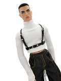 C087 Handmade Faux Leather Chest Harness for 12" FR Homme Male Dolls | Black Adjustable Strap Belt