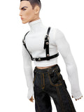 C087 Handmade Faux Leather Chest Harness for 12" FR Homme Male Dolls | Black Adjustable Strap Belt