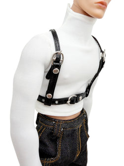 C087 Handmade Faux Leather Chest Harness for 12" FR Homme Male Dolls | Black Adjustable Strap Belt