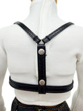 C087 Handmade Faux Leather Chest Harness for 12" FR Homme Male Dolls | Black Adjustable Strap Belt