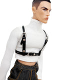 C087 Handmade Faux Leather Chest Harness for 12" FR Homme Male Dolls | Black Adjustable Strap Belt