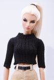 Handmade by Jiu 060 - Black Short Sleeve Knitted Turtle Neck Sweater For 12“ Dolls Like Fashion Royalty FR Poppy Parker PP Nu Face NF