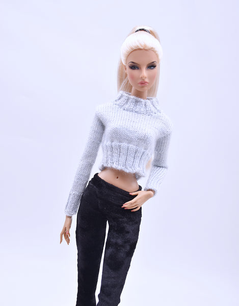 Handmade by Jiu 061 - Crop Top Knitted Sweater For 12“ Dolls Like Fashion Royalty FR Poppy Parker PP Nu Face NF