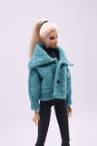 Handmade by Jiu 063 - Cozy Warm Winter Cardigan Coat For 12“ Dolls Like Fashion Royalty FR Poppy Parker PP Nu Face NF