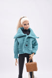 Handmade by Jiu 063 - Cozy Warm Winter Cardigan Coat For 12“ Dolls Like Fashion Royalty FR Poppy Parker PP Nu Face NF