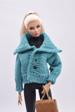 Handmade by Jiu 063 - Cozy Warm Winter Cardigan Coat For 12“ Dolls Like Fashion Royalty FR Poppy Parker PP Nu Face NF