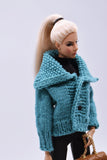 Handmade by Jiu 063 - Cozy Warm Winter Cardigan Coat For 12“ Dolls Like Fashion Royalty FR Poppy Parker PP Nu Face NF