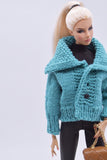 Handmade by Jiu 063 - Cozy Warm Winter Cardigan Coat For 12“ Dolls Like Fashion Royalty FR Poppy Parker PP Nu Face NF